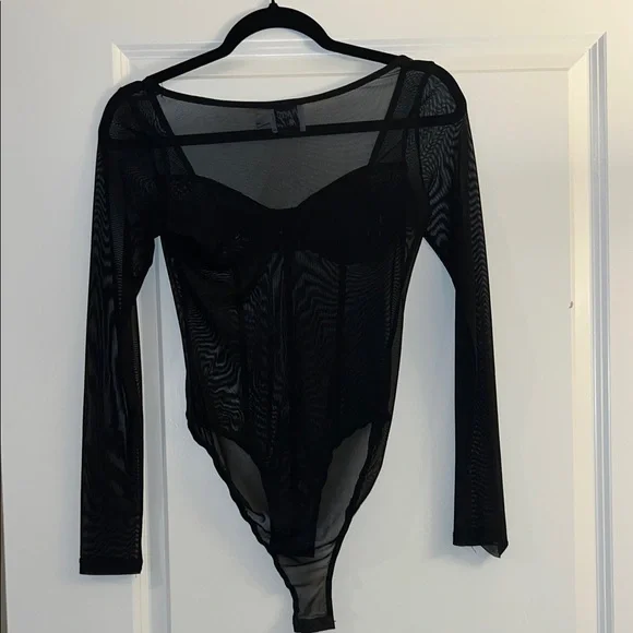 Princess Polly Black Sheer Bodysuit - Picture 3 of 3
